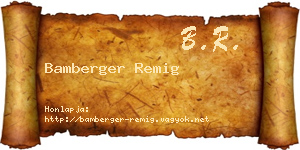 Bamberger Remig névjegykártya